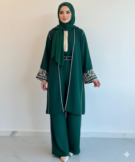 Her mevsime uygun 3 parçalı Fas takımı (Zümrüt)