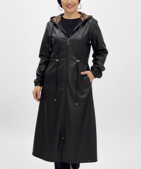 Kholoud deri ceket (siyah)