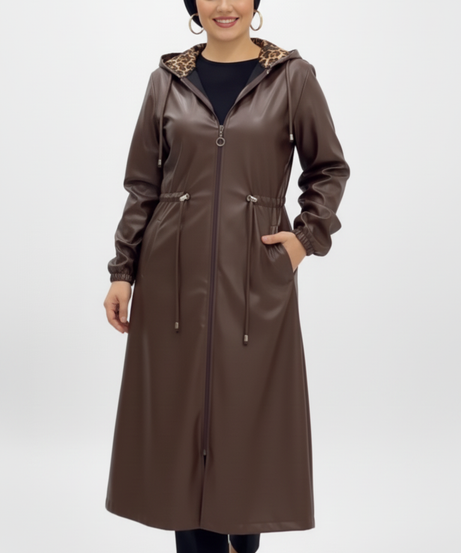 Kholoud deri ceket (kahverengi)