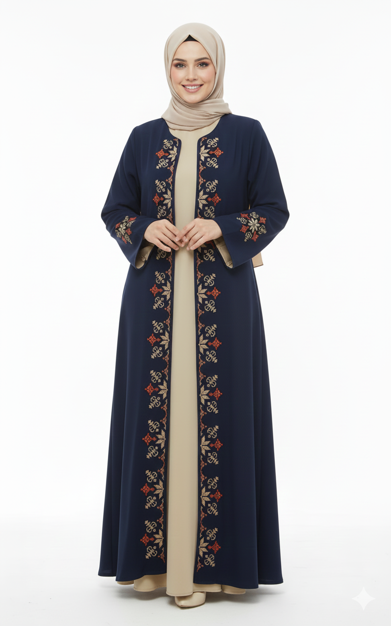 Amani abaya (lacivert + bej)
