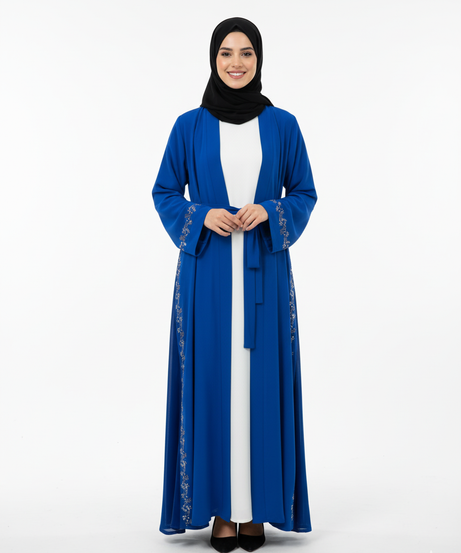 Lilas" Yazlık Resmi Abaya Takımı (mavi)