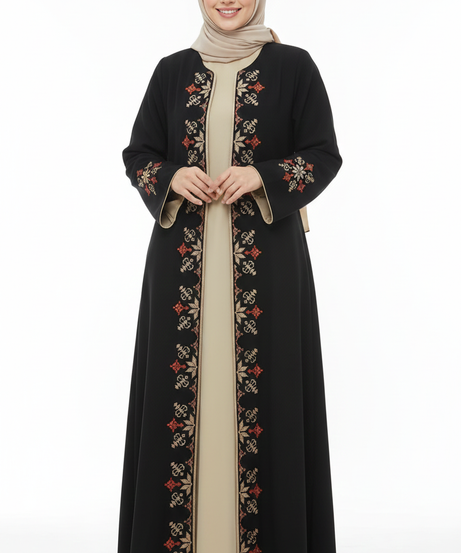 Amani abaya (siyah + bej)