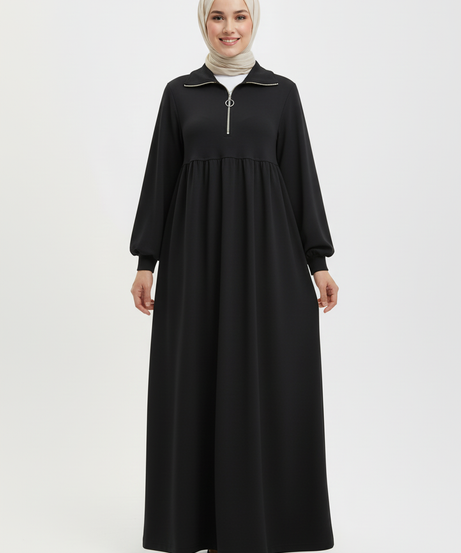 Haneen Sonbahar Elbisesi (Siyah)