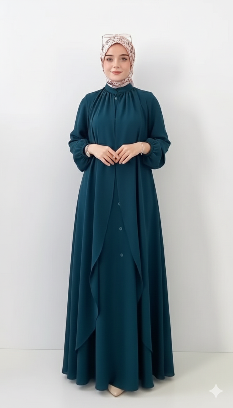 Naima abaya (petrol rengi)