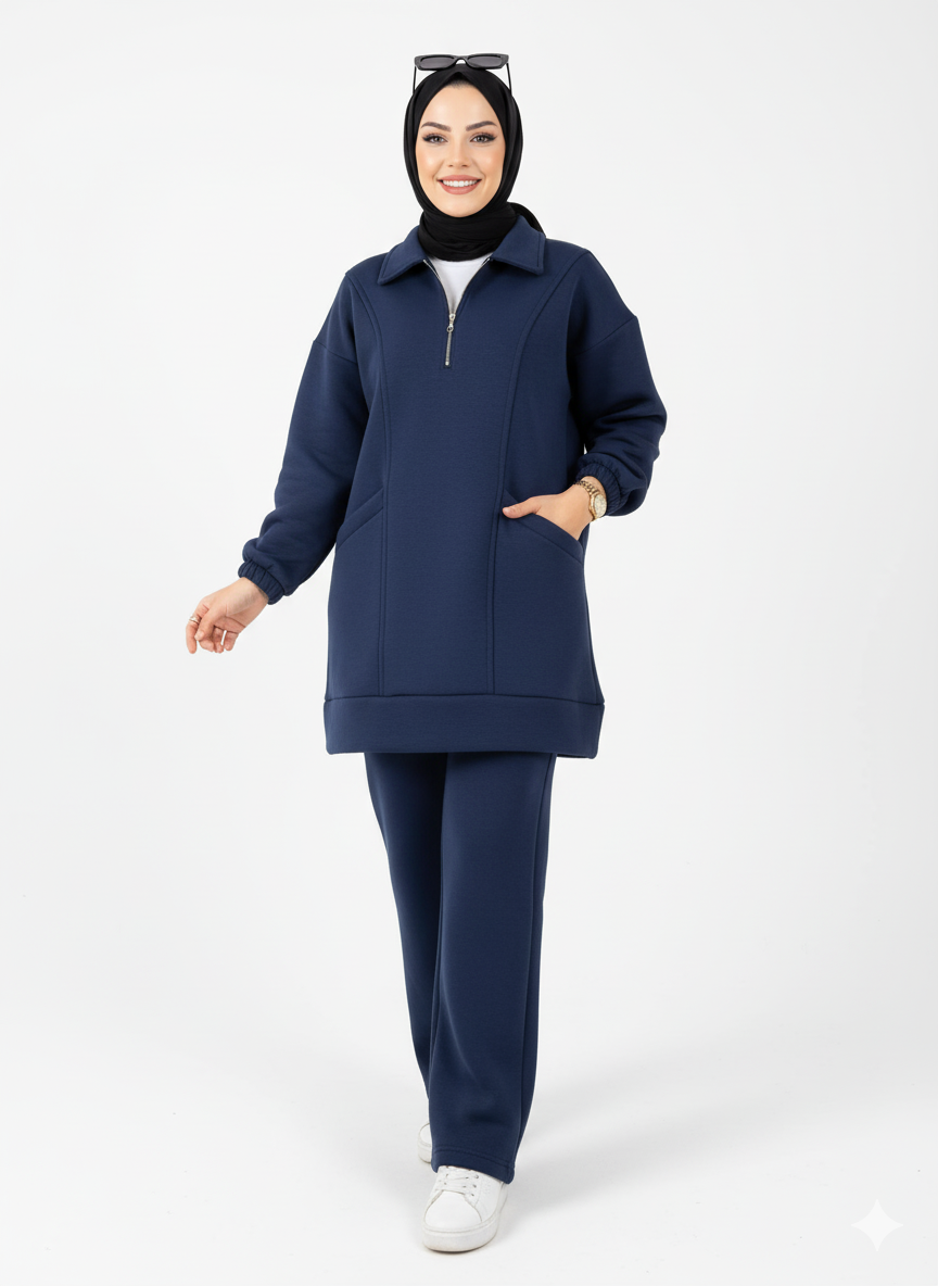 Shatha Kışlık Pijama Takımı (Lacivert)