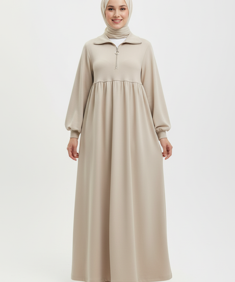 Haneen Sonbahar Elbisesi (Bej)