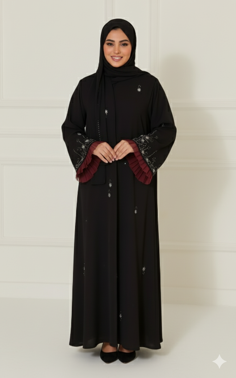 Hayal ferace – Yaz sezonu için (Siyah + Bordo tül)